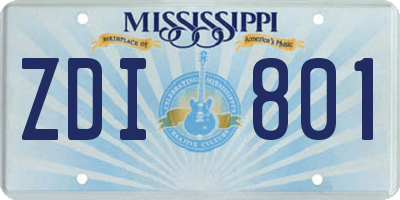 MS license plate ZDI801