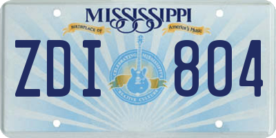 MS license plate ZDI804