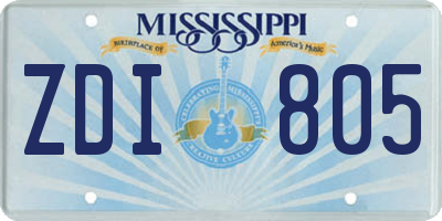 MS license plate ZDI805