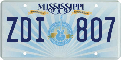MS license plate ZDI807