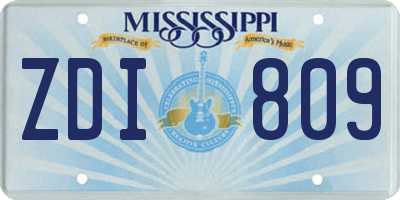 MS license plate ZDI809