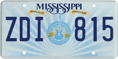 MS license plate ZDI815