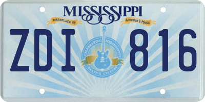 MS license plate ZDI816