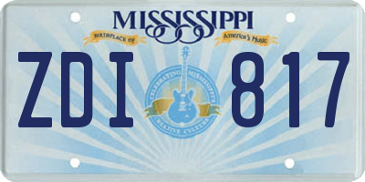 MS license plate ZDI817