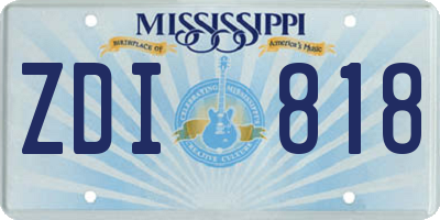 MS license plate ZDI818