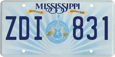 MS license plate ZDI831