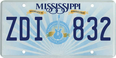 MS license plate ZDI832