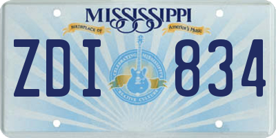 MS license plate ZDI834