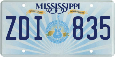 MS license plate ZDI835