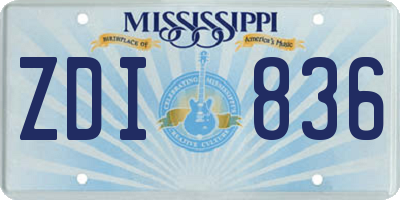 MS license plate ZDI836