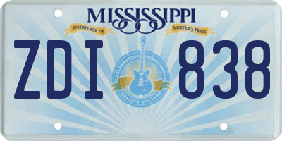 MS license plate ZDI838