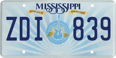 MS license plate ZDI839