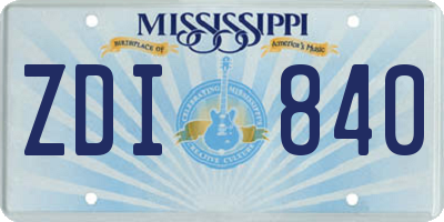 MS license plate ZDI840