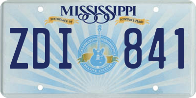 MS license plate ZDI841