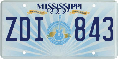 MS license plate ZDI843
