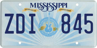 MS license plate ZDI845