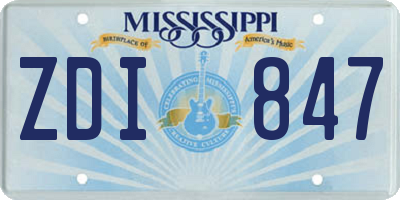 MS license plate ZDI847