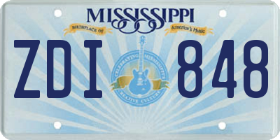 MS license plate ZDI848