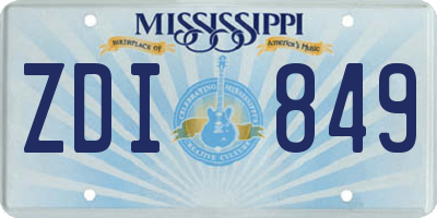 MS license plate ZDI849