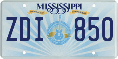 MS license plate ZDI850