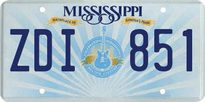MS license plate ZDI851