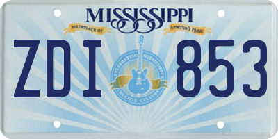 MS license plate ZDI853