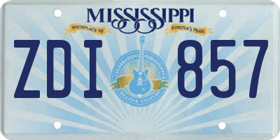 MS license plate ZDI857