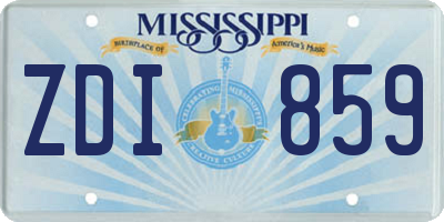 MS license plate ZDI859