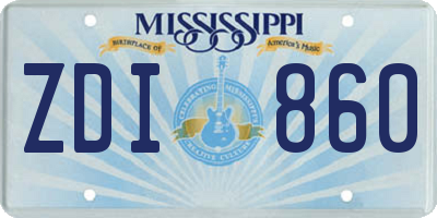 MS license plate ZDI860