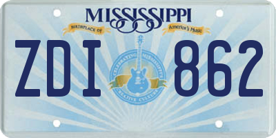 MS license plate ZDI862