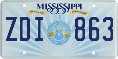 MS license plate ZDI863