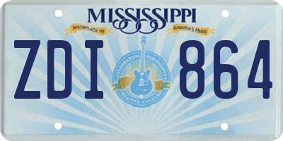 MS license plate ZDI864
