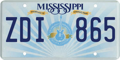 MS license plate ZDI865