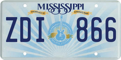 MS license plate ZDI866