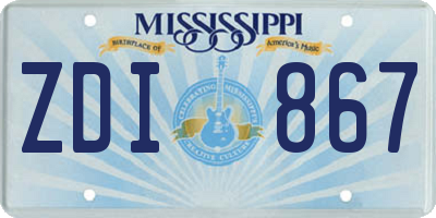 MS license plate ZDI867
