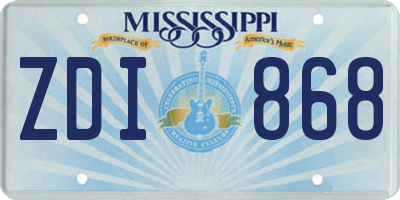 MS license plate ZDI868