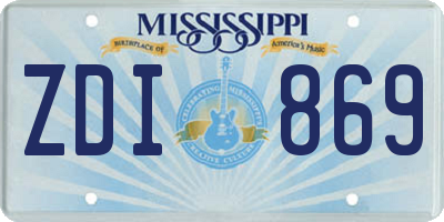 MS license plate ZDI869