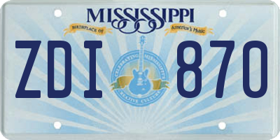 MS license plate ZDI870