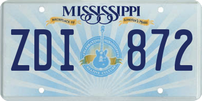 MS license plate ZDI872