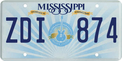 MS license plate ZDI874
