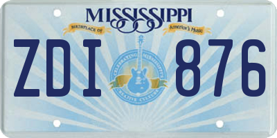 MS license plate ZDI876