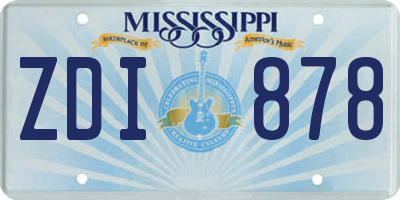 MS license plate ZDI878