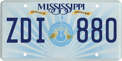 MS license plate ZDI880
