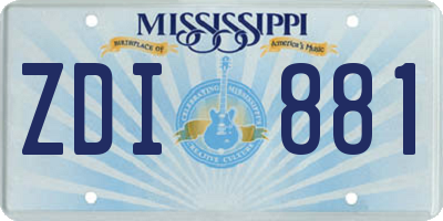 MS license plate ZDI881