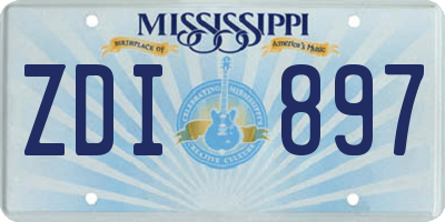 MS license plate ZDI897