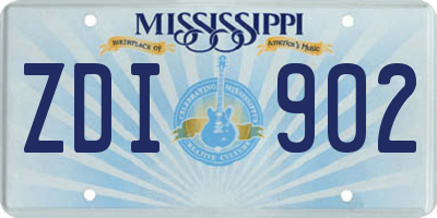 MS license plate ZDI902