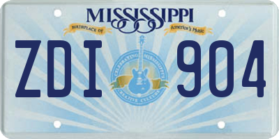 MS license plate ZDI904