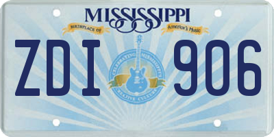MS license plate ZDI906