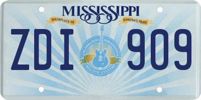 MS license plate ZDI909