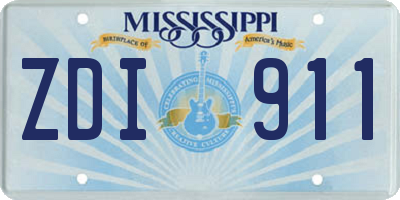 MS license plate ZDI911